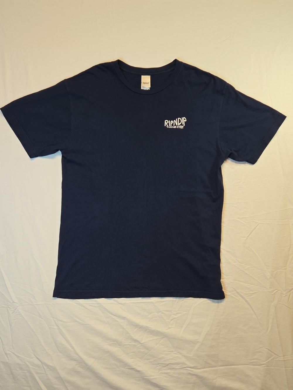 Rip N Dip Navy Great Wave Of Norm Short Sleeve T-Shirt with Cat Wave Logo